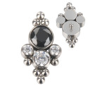Titanium Internally Threaded Beaded Crystal Labret Stud