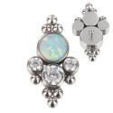 Titanium Internally Threaded Beaded Crystal Labret Stud