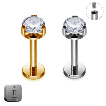 Titanium 16G (1.2MM) Internally Threaded Crystal Labret Stud
