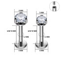 Titanium 16G (1.2MM) Internally Threaded Crystal Labret Stud