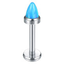 Natural Titanium 16G (1.2MM) Internally Threaded Opal Bullet Labret Stud