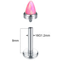 Natural Titanium 16G (1.2MM) Internally Threaded Opal Bullet Labret Stud