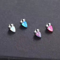 Natural Titanium 16G (1.2MM) Internally Threaded Opal Bullet Labret Stud