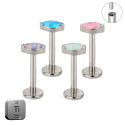Natural Titanium 16G (1.2MM) Internally Threaded Opal Crystal Eye Labret Stud
