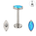 Natural Titanium 16G (1.2MM) Internally Threaded Opal Crystal Eye Labret Stud
