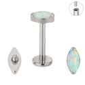 Natural Titanium 16G (1.2MM) Internally Threaded Opal Crystal Eye Labret Stud