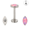 Natural Titanium 16G (1.2MM) Internally Threaded Opal Crystal Eye Labret Stud