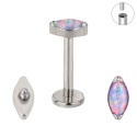Natural Titanium 16G (1.2MM) Internally Threaded Opal Crystal Eye Labret Stud