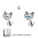 LAB_Cat_01 ASTM F136 Titanium 16G (1.2MM) Internally Threaded Cat Face Piercing Stud