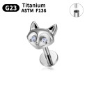 LAB_Cat_01 ASTM F136 Titanium 16G (1.2MM) Internally Threaded Cat Face Piercing Stud