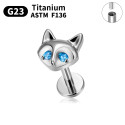 LAB_Cat_01 ASTM F136 Titanium 16G (1.2MM) Internally Threaded Cat Face Piercing Stud