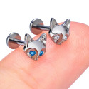 LAB_Cat_01 ASTM F136 Titanium 16G (1.2MM) Internally Threaded Cat Face Piercing Stud