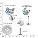 LAB_Cat_01 ASTM F136 Titanium 16G (1.2MM) Internally Threaded Cat Face Piercing Stud