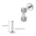 Lab_Dangling_01 ASTM F136 Titanium 16G (1.2mm) Internally Threaded Dangling Piercing Stud