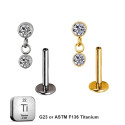 Lab_Dangling_04 ASTM F136 Titanium 16G (1.2mm) Internally Threaded Dangling Piercing Stud