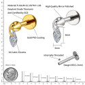 Lab_Dangling_05 ASTM F136 Titanium 16G (1.2mm) Internally Threaded Drop Dangling Piercing Stud