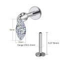 Lab_Dangling_05 ASTM F136 Titanium 16G (1.2mm) Internally Threaded Drop Dangling Piercing Stud