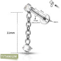 Lab_Dangling_06 ASTM F136 Titanium 16G (1.2mm) Internally Threaded Dangling Dual Stone Piercing Jewelry