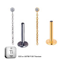 Lab_Dangling_07 ASTM F136 Titanium 16G (1.2mm) Internally Threaded Drop Chain Piercing Stud