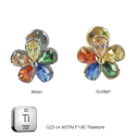 Lab_Flower_01 ASTM F136 Titanium 16G (1.2mm) Internally Threaded Multicolor Flower Stud