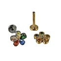 Lab_Flower_01 ASTM F136 Titanium 16G (1.2mm) Internally Threaded Multicolor Flower Stud