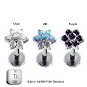 Lab_Flower_03 ASTM F136 Titanium 16G (1.2mm) Internally Threaded Flower Stud