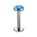 Lab_Opal_01 ASTM F136 Titanium 14G (1.6MM) Internally Threaded Round Opal Stone Piercing Stud