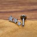 LAB_Star_04 ASTM F136 Titanium 16G (1.2MM) Internally Threaded Triple Star Piercing Stud