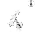 LAB_Star_04 ASTM F136 Titanium 16G (1.2MM) Internally Threaded Triple Star Piercing Stud