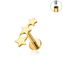 LAB_Star_04 ASTM F136 Titanium 16G (1.2MM) Internally Threaded Triple Star Piercing Stud