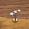 LAB_Star_04 ASTM F136 Titanium 16G (1.2MM) Internally Threaded Triple Star Piercing Stud