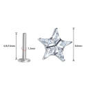 LAB_Star_05 ASTM F136 Titanium 16G (1.2MM) Internally Threaded Crystal Star Piercing Stud