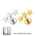 LAB_Star_06 ASTM F136 Titanium 16G (1.2MM) Internally Threaded Triple Star Piercing Stud