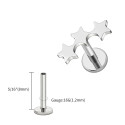 LAB_Star_06 ASTM F136 Titanium 16G (1.2MM) Internally Threaded Triple Star Piercing Stud