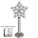 LAB_Star_07 ASTM F136 Titanium 16G (1.2MM) Internally Threaded Crystal Star Piercing Stud