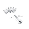 ASTM F136 Titanium 16G (1.2MM) Internally Threaded Labret Stud 6CZ