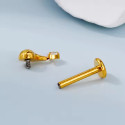 Titanium 16G (1.2MM) Internally Threaded Leaf Drop Crystal Piercing Stud