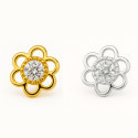 18K Gold Floral Moissanite Stud