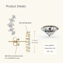 Curved Shape Round Cut 5 Stone Moissanite Diamond Stud Earring