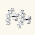 Curved Shape Round Cut 5 Stone Moissanite Diamond Stud Earring