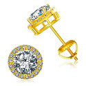 0.5CT Moissanite Stone Round Stud Earrings For Women Men