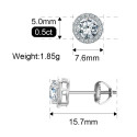 0.5CT Moissanite Stone Round Stud Earrings For Women Men