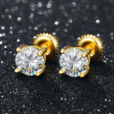 0.1 to 1CT Moissanite Stone Round Stud Earrings For Women Men