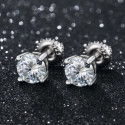 0.1 to 1CT Moissanite Stone Round Stud Earrings For Women Men