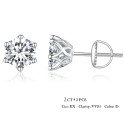 0.1 to 2CT Moissanite Stone Round Stud Earrings For Women Men