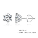 0.1 to 2CT Moissanite Stone Round Stud Earrings For Women Men