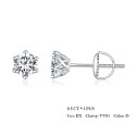 0.1 to 2CT Moissanite Stone Round Stud Earrings For Women Men