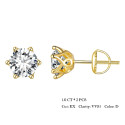 0.1 to 2CT Moissanite Stone Round Stud Earrings For Women Men