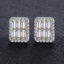 VVS1 Baguette Moissanite Square Stud Earrings For Women Men