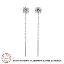 Threader/Drop Earrings Moissanite Platinum Plated 5mm Stone, 40mm Thread